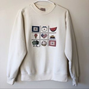 Vintage Off White Embroidered Granny Sweater